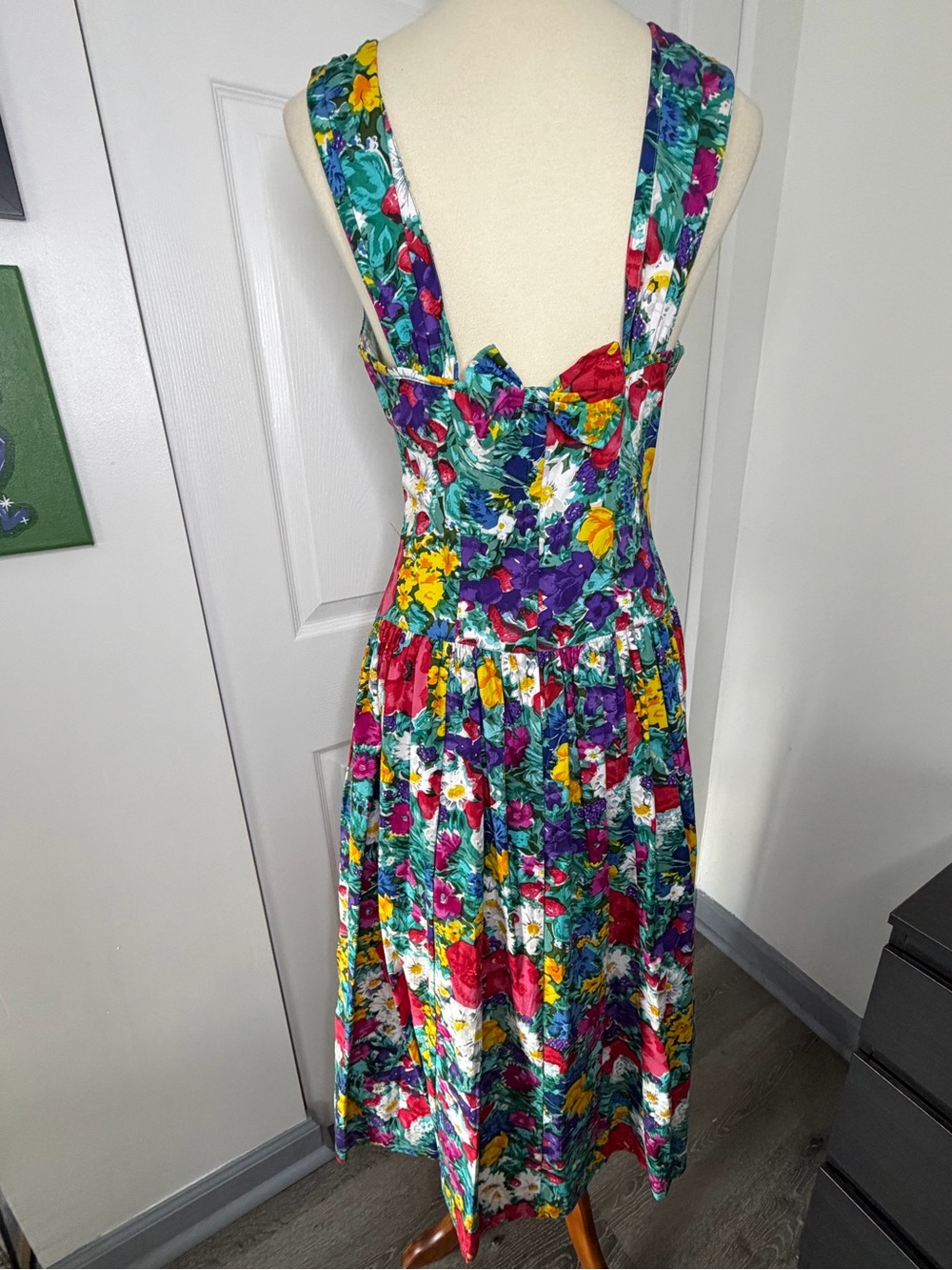 80’s 90’s Vintage J. Christopher Floral Dress with back bow - Picture 5 of 11